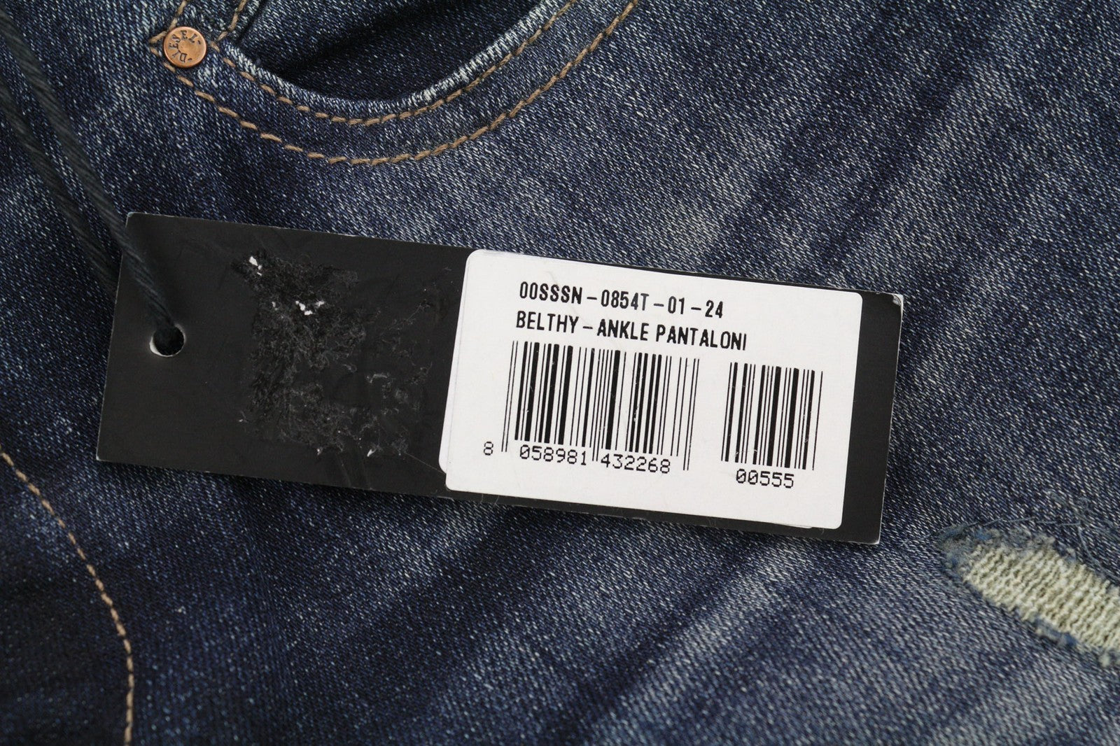 DIESEL Belthy-Ankle 0854T Women's Jeans W24 Slim Straight Low Waist Blue Denim