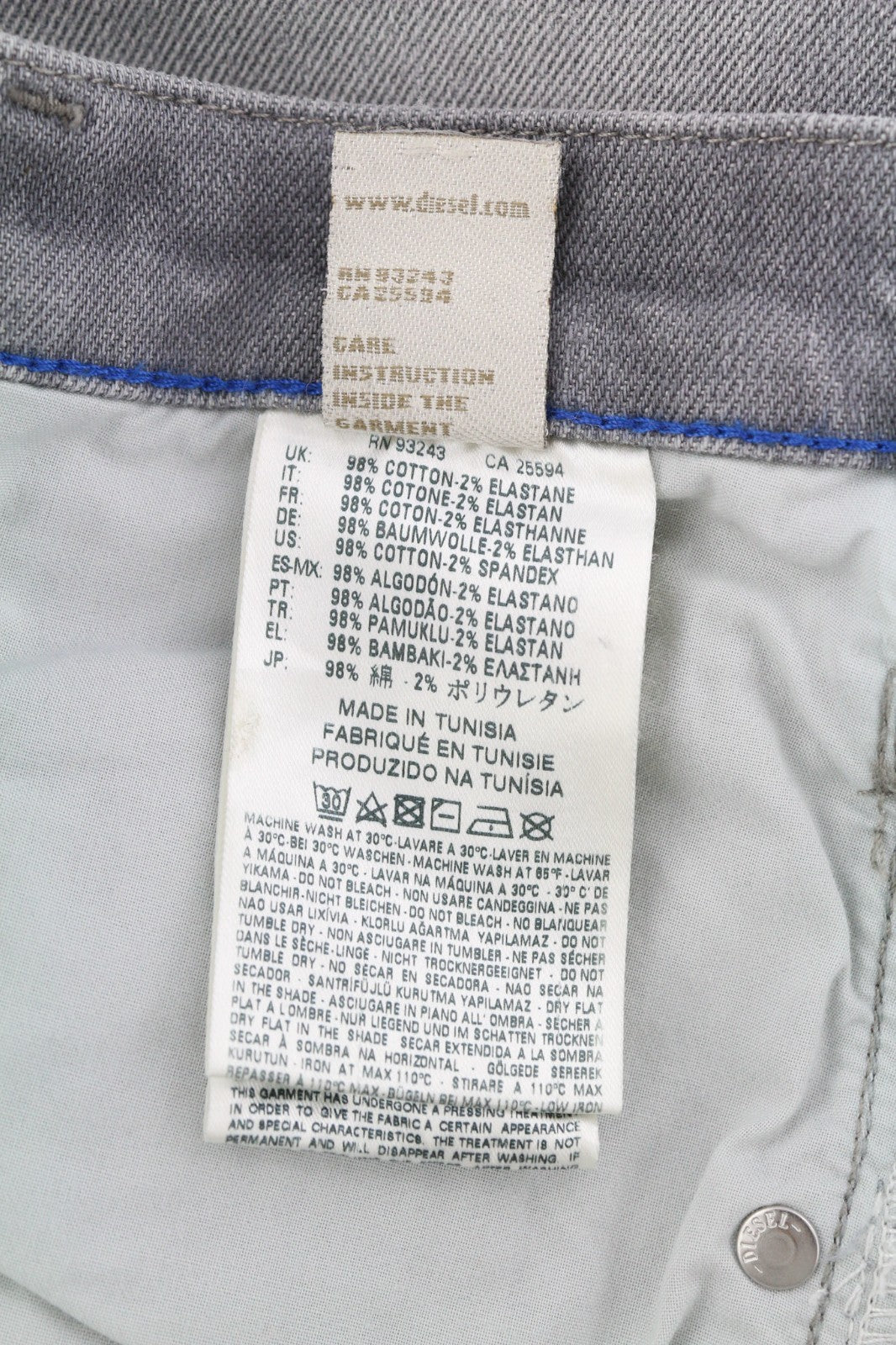 DIESEL Belthy-Ankle 0853H Women's Jeans W26/L32 Straight Slim Low Waist RRP200