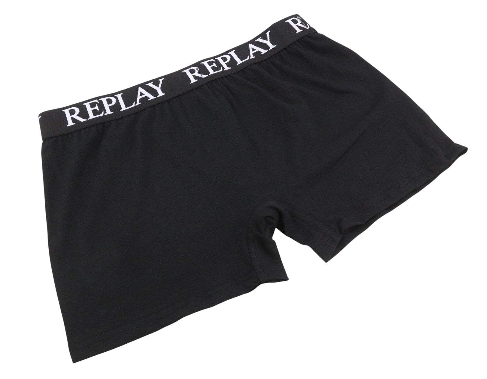 REPLAY Men Underwear S Black Red Logo Cotton Stretch Trunks 2 Pack