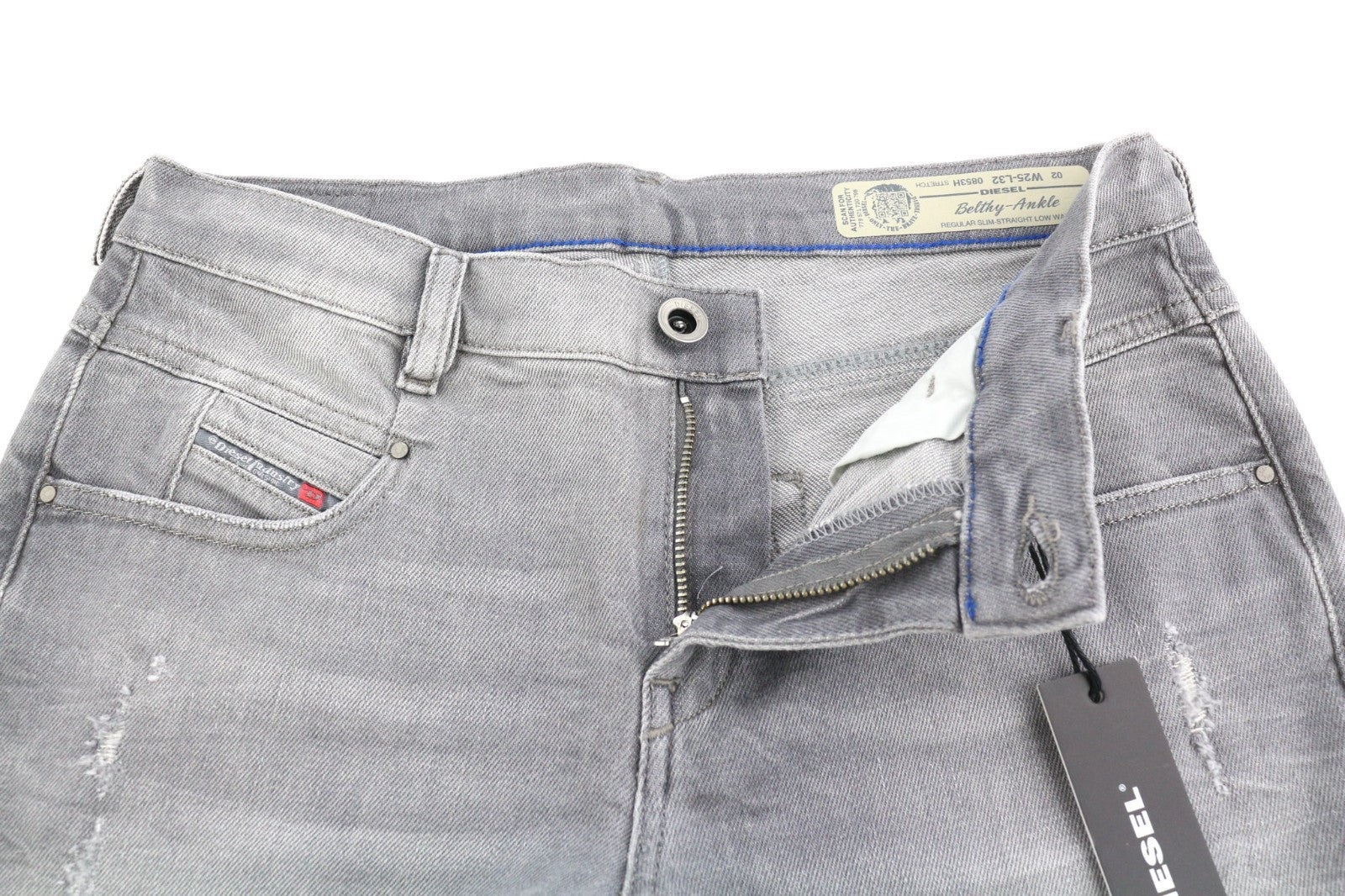 DIESEL Belthy-Ankle 0853H Women's Jeans W25/L32 Straight Slim Low Waist RRP200