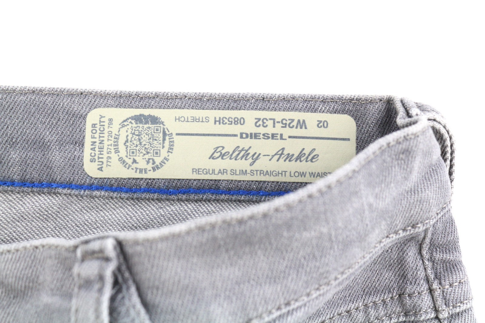 DIESEL Belthy-Ankle 0853H Women's Jeans W25/L32 Straight Slim Low Waist RRP200
