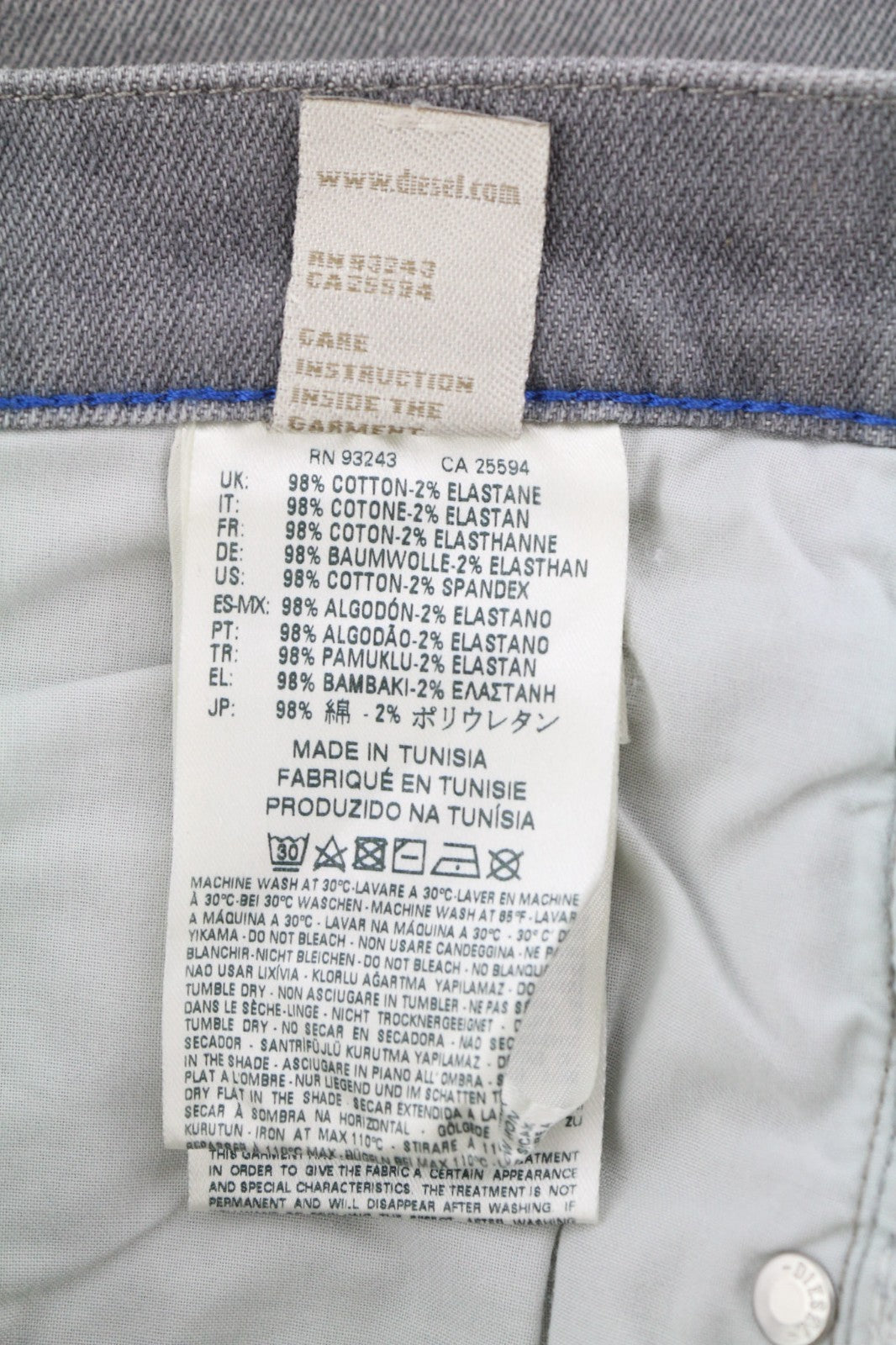 DIESEL Belthy-Ankle 0853H Women's Jeans W26/L32 Straight Slim Blue Low RRP200