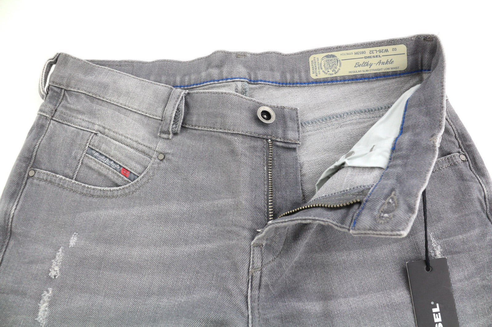 DIESEL Belthy-Ankle 0853H Women's Jeans W26/L32 Straight Slim Blue Low RRP200