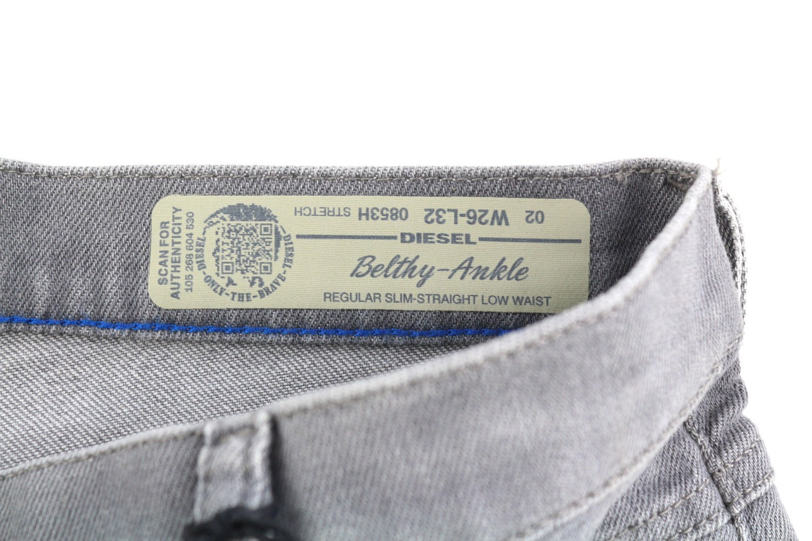 DIESEL Belthy-Ankle 0853H Women's Jeans W26/L32 Straight Slim Blue Low RRP200
