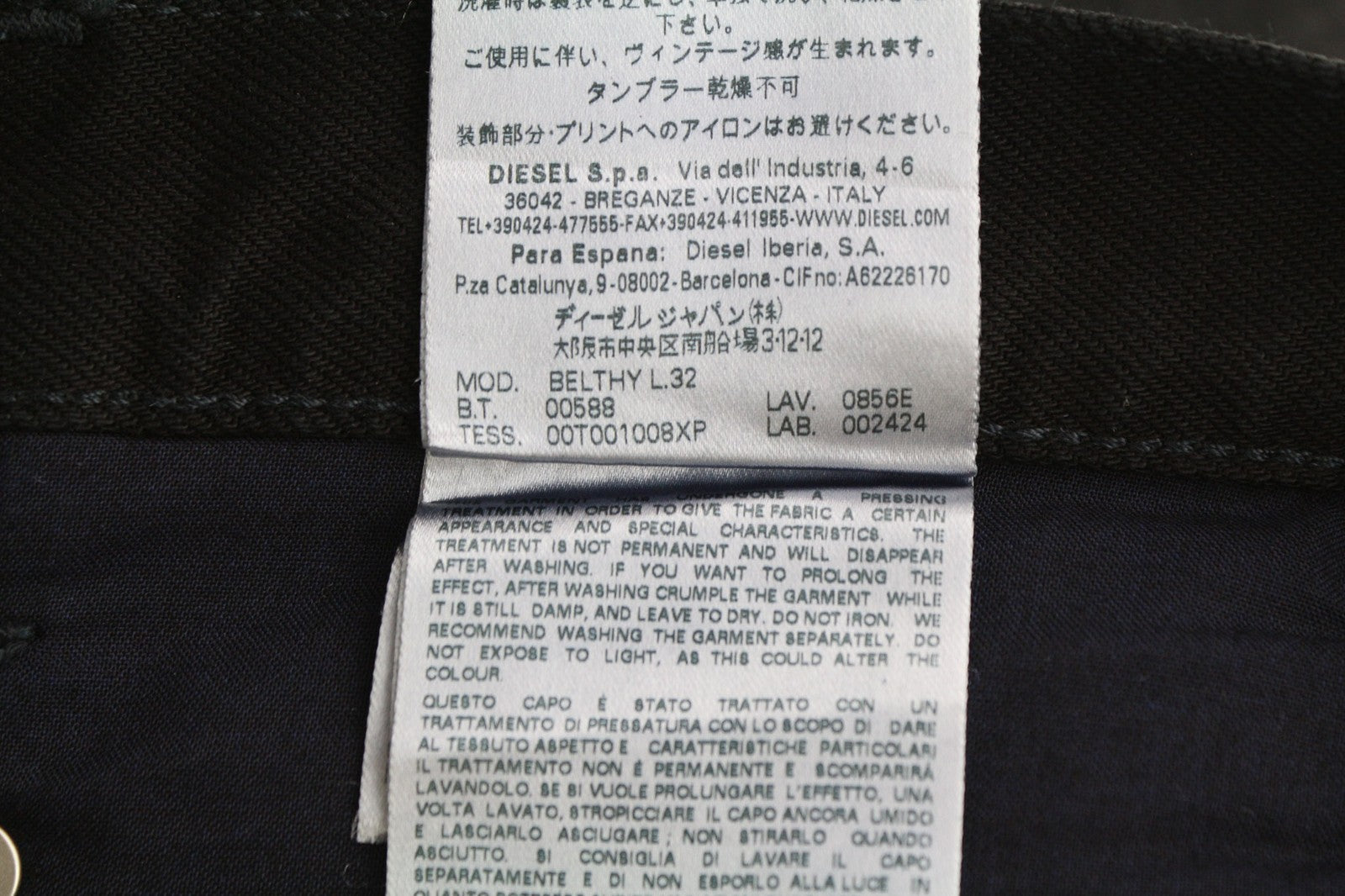 DIESEL Belthy 0856E Women's Jeans W25/L32 Straight Slim Low Waist Dark RRP250