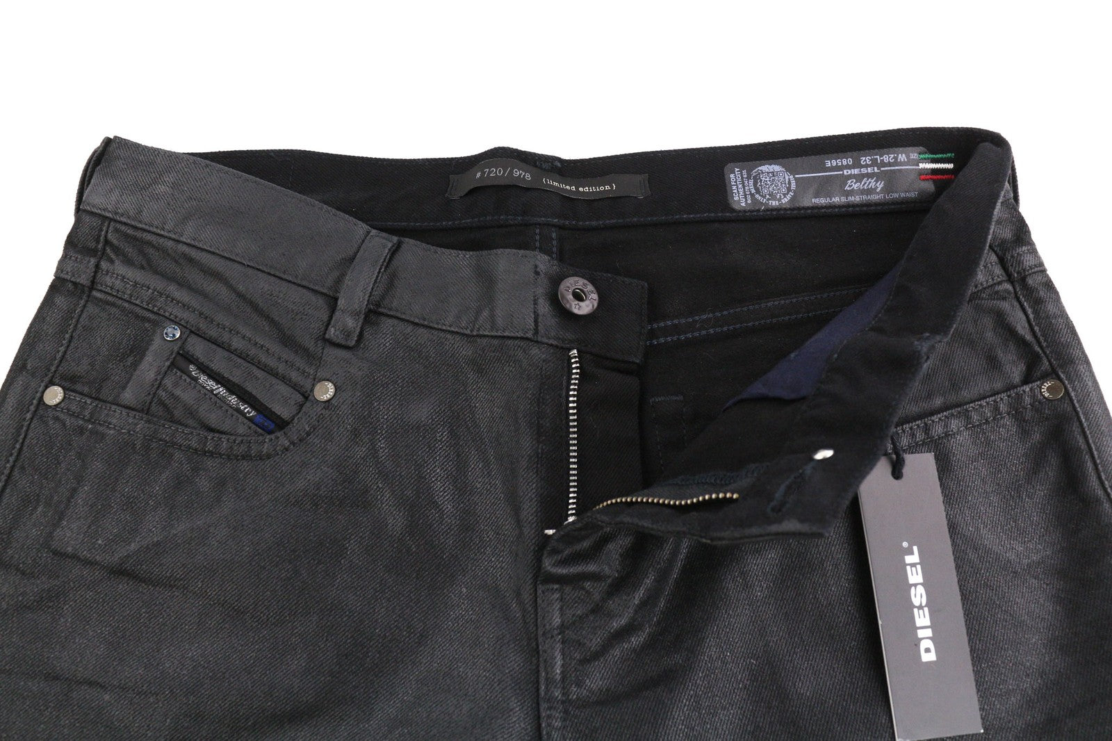 DIESEL Belthy 0856E Women's Jeans W28/L32 Straight Slim Low Waist Dark RRP250