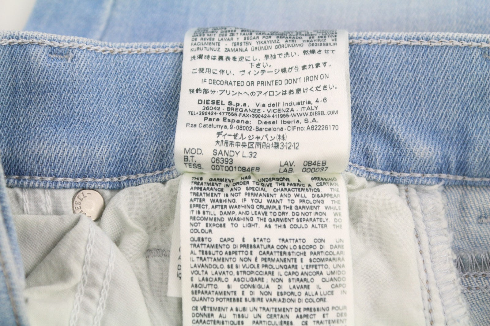 DIESEL Sandy 084EB Women's Jeans W24/L32 Slim Straight Regular Waist Blue Denim