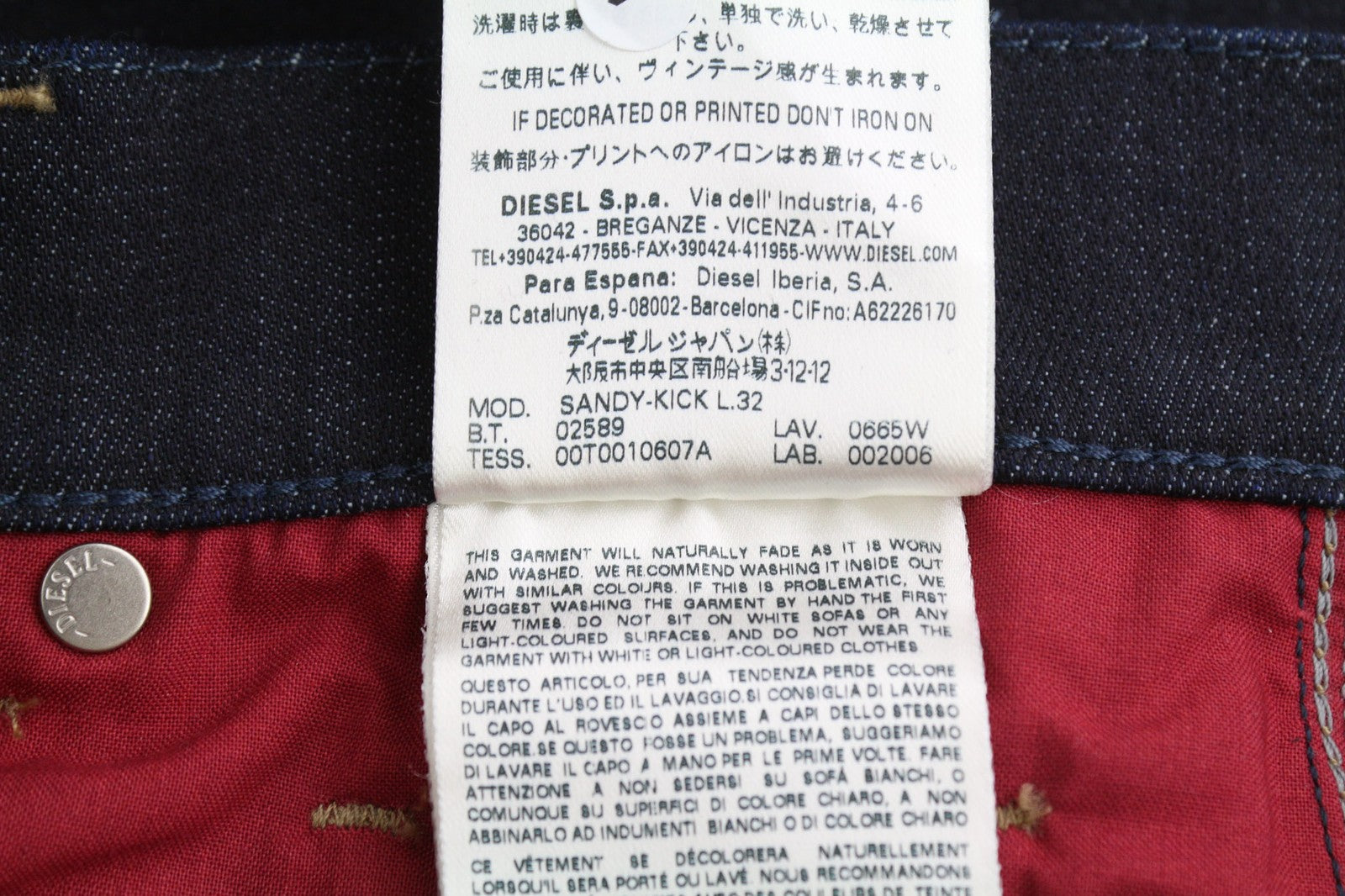 DIESEL Sandy-Kick 0665W Women Jeans W27/L32 Slim Straight Regular Waist RRP179