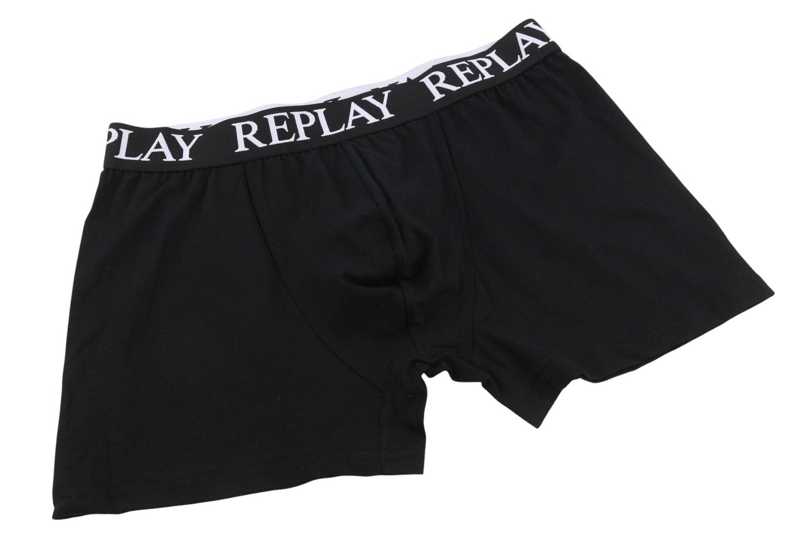 REPLAY Men Underwear M Black Red Logo Cotton Stretch Trunks 2 Pack