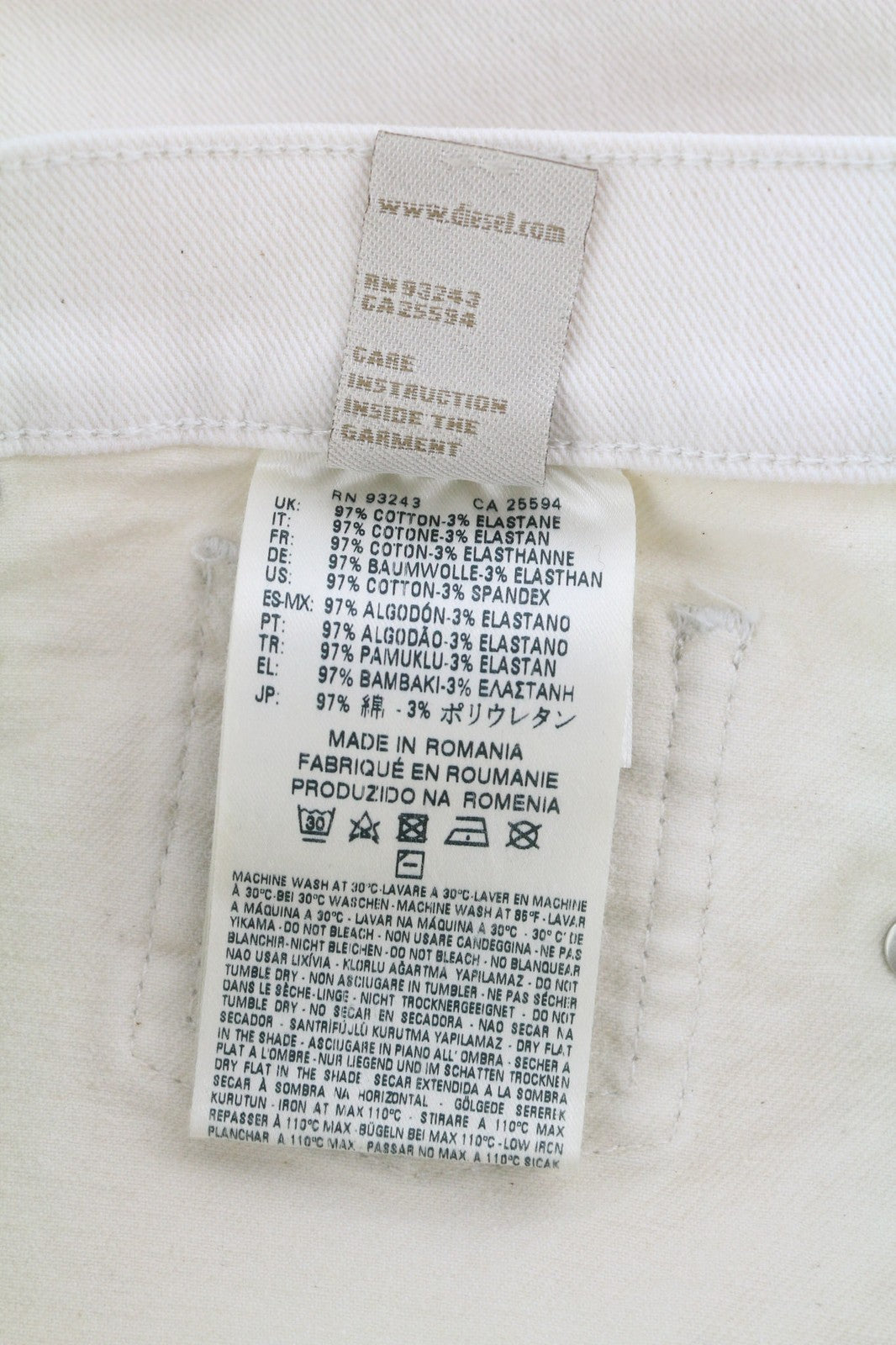 DIESEL Sandyb-Patch 0672Y Women's Jeans W30/L34 Slim Bootcut White RRP190