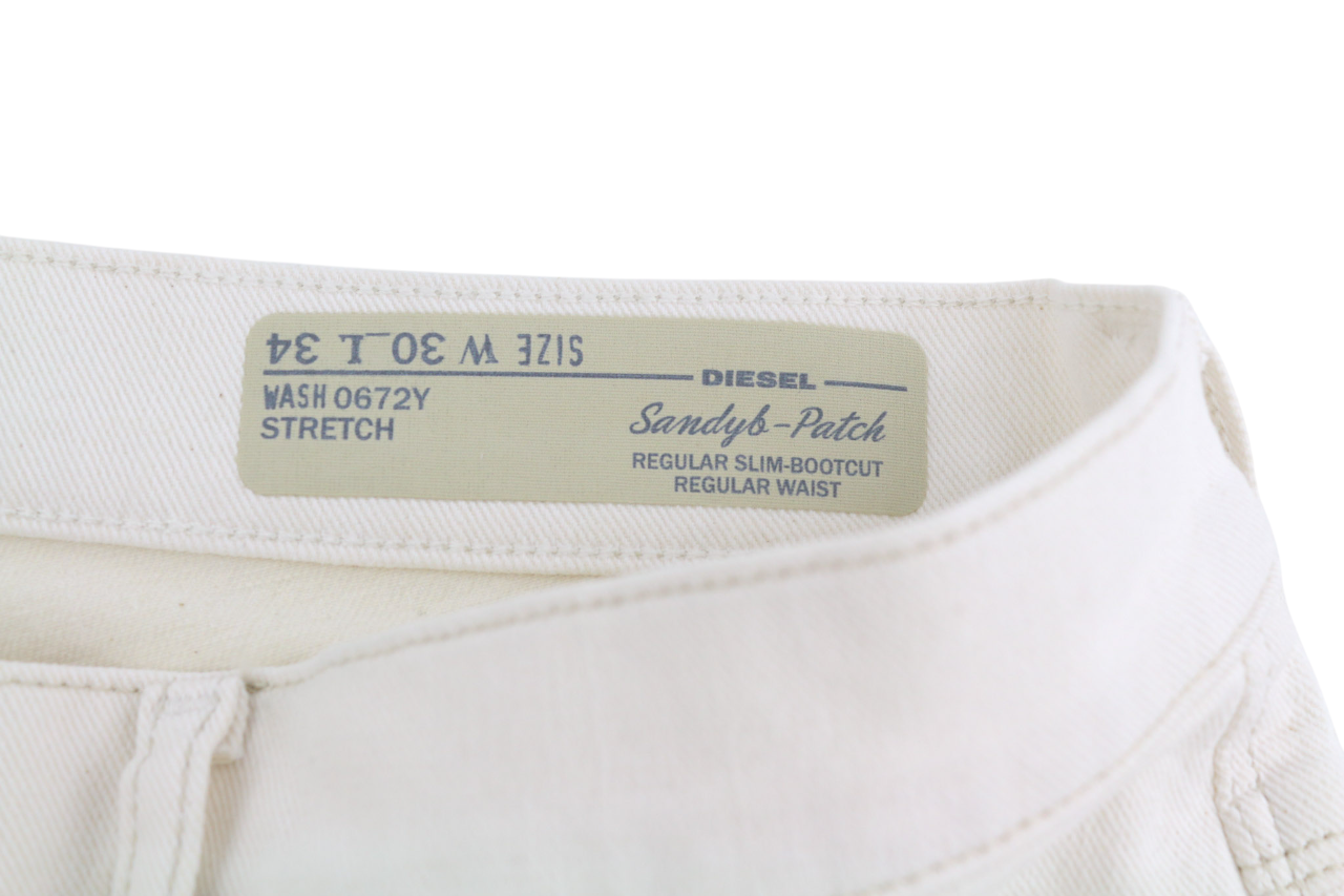DIESEL Sandyb-Patch 0672Y Women's Jeans W30/L34 Slim Bootcut White RRP190