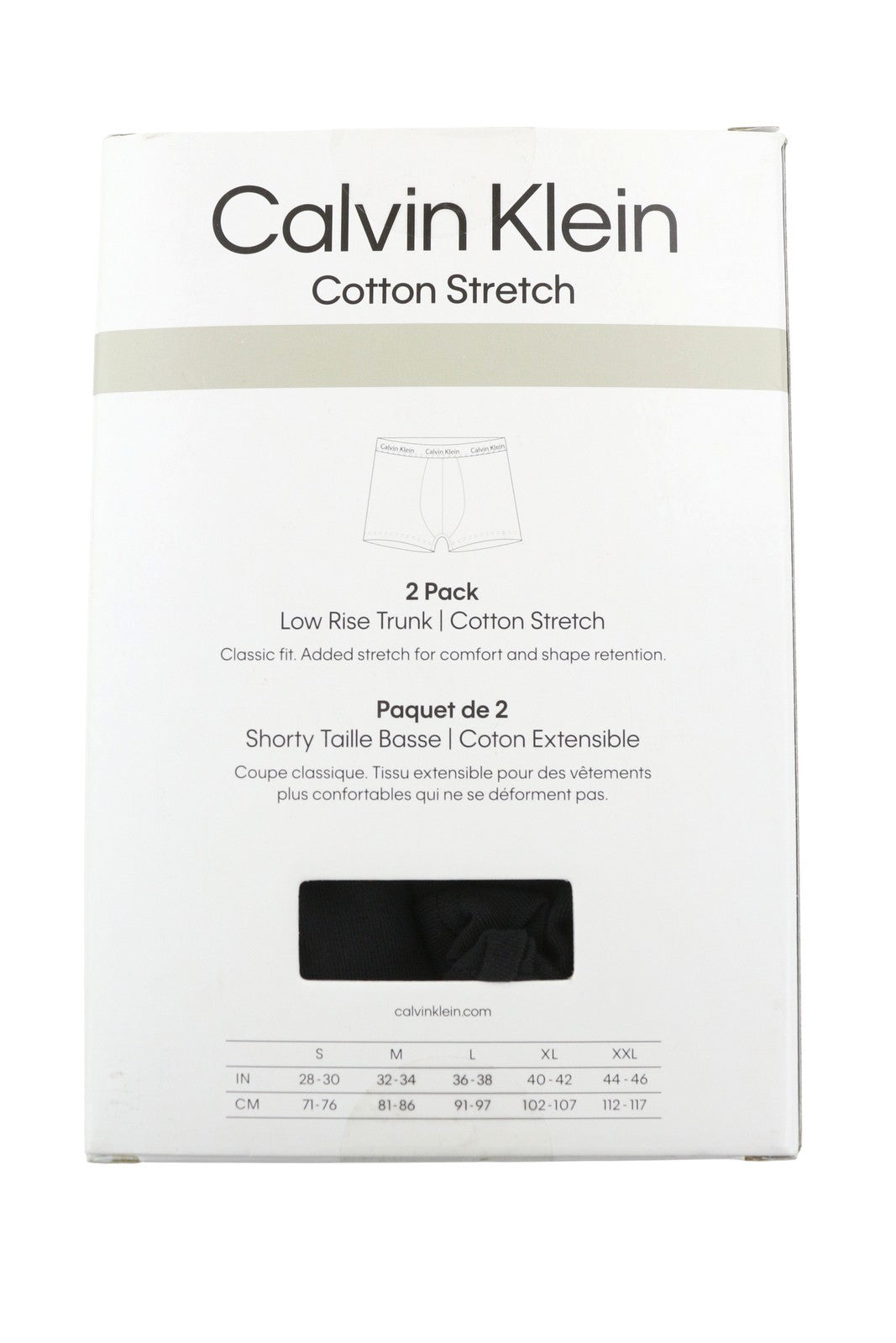 CALVIN KLEIN Men Underwear L Cotton Stretch Classic Fit Low Rise Trunk 2 Pack