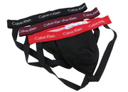 CALVIN KLEIN B-Rouge Tawny Jockstrap Black Men Underwear M Cotton Stretch 3 Pc