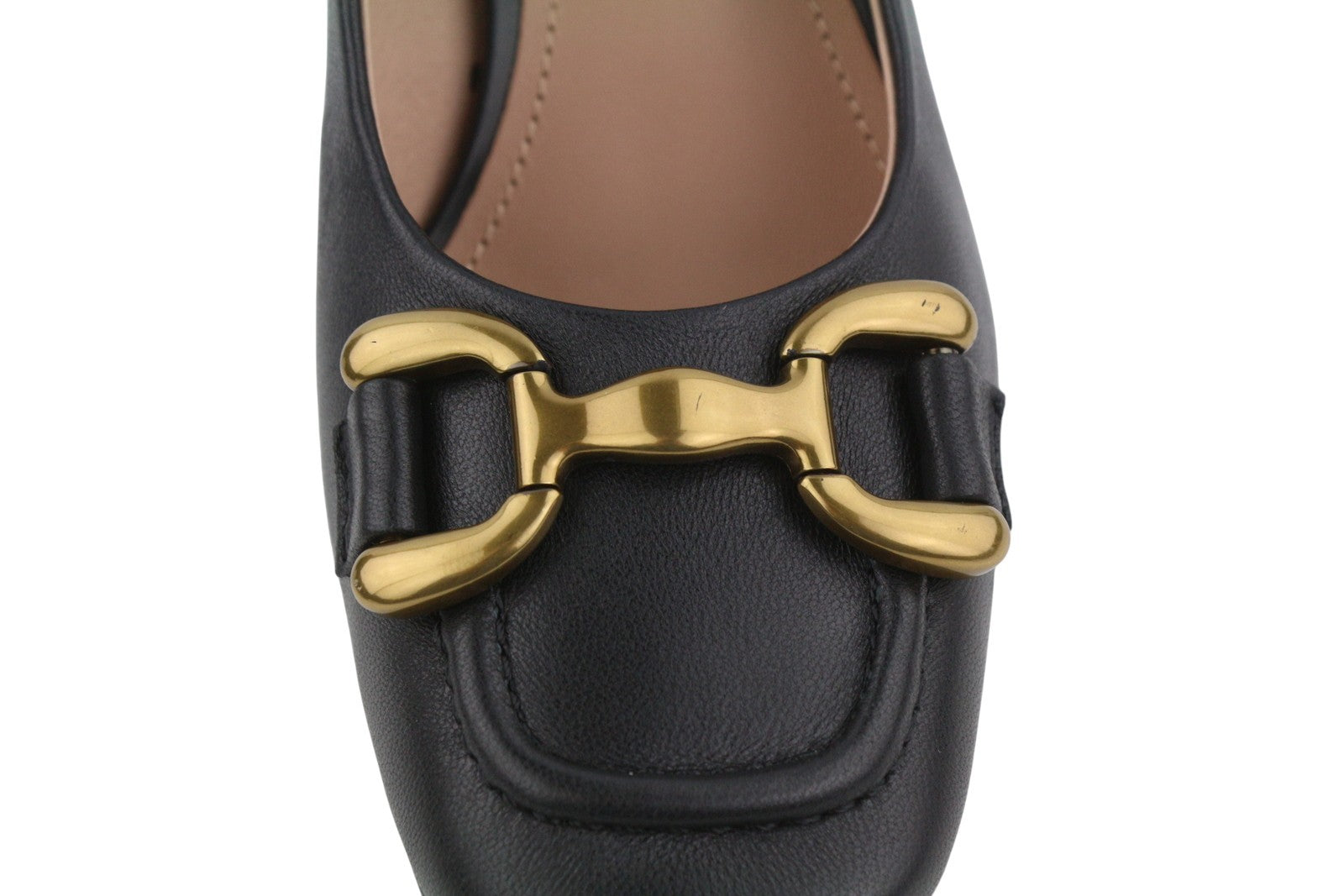 BIBI LOU Dennis Women Heels EU39 Black Leather Square Gold Tone Details Pumps