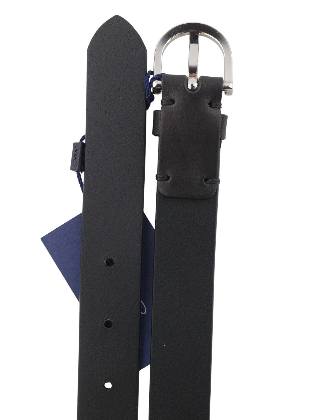 GANT Women Belt 85 CM Black Leather Silver Tone Buckle Logo Casual