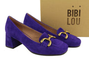 BIBI LOU Valencia Women Heels EU37 Blue Suede Leather Square Pumps RRP159