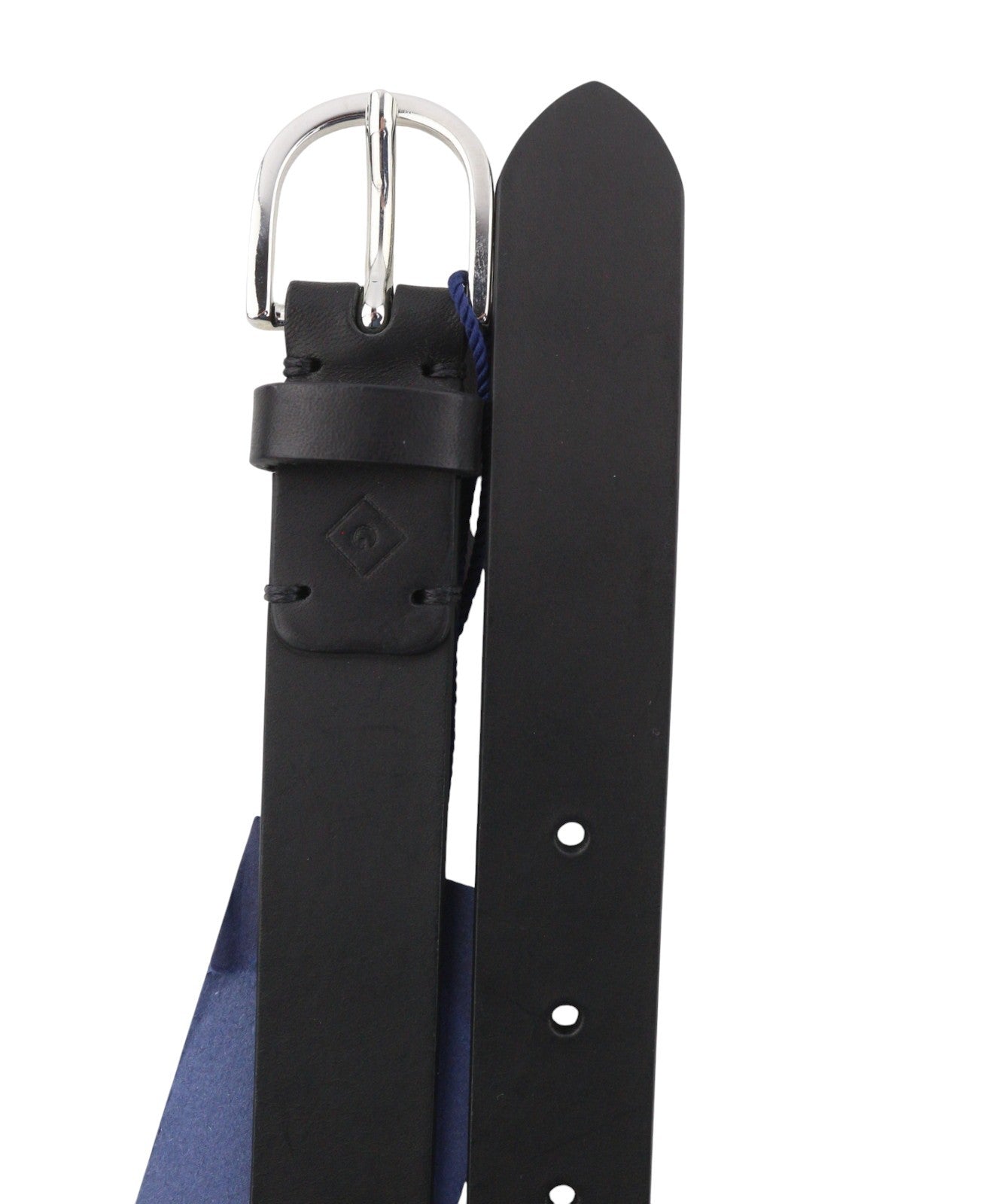 GANT Women Belt 95 CM Black Leather Silver Tone Buckle Logo Casual