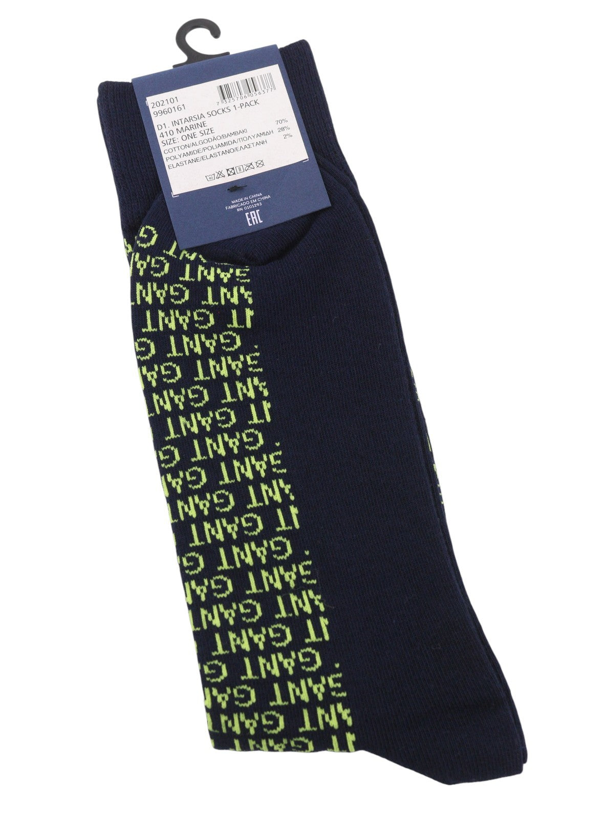 GANT Intarsia 1-Pack Men Socks OS Marine Logo Print Tight-Knit Unisex