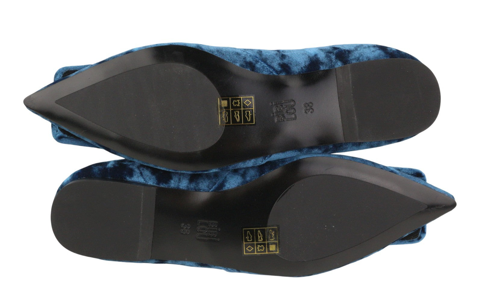 BIBI LOU Bochum Women Flats EU38 Blue Velvet Covered Pointed Ballerina RRP179