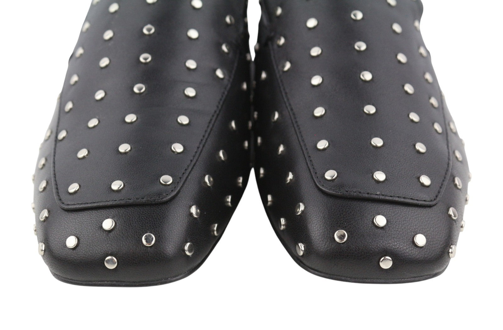 BIBI LOU Lilian Women Flats EU37 Black Leather Silver Studs Square Toe RRP179