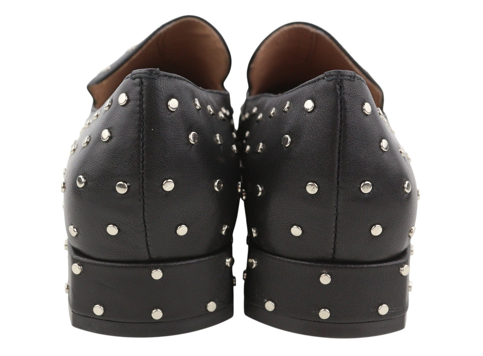 BIBI LOU Lilian Women Flats EU37 Black Leather Silver Studs Square Toe RRP179