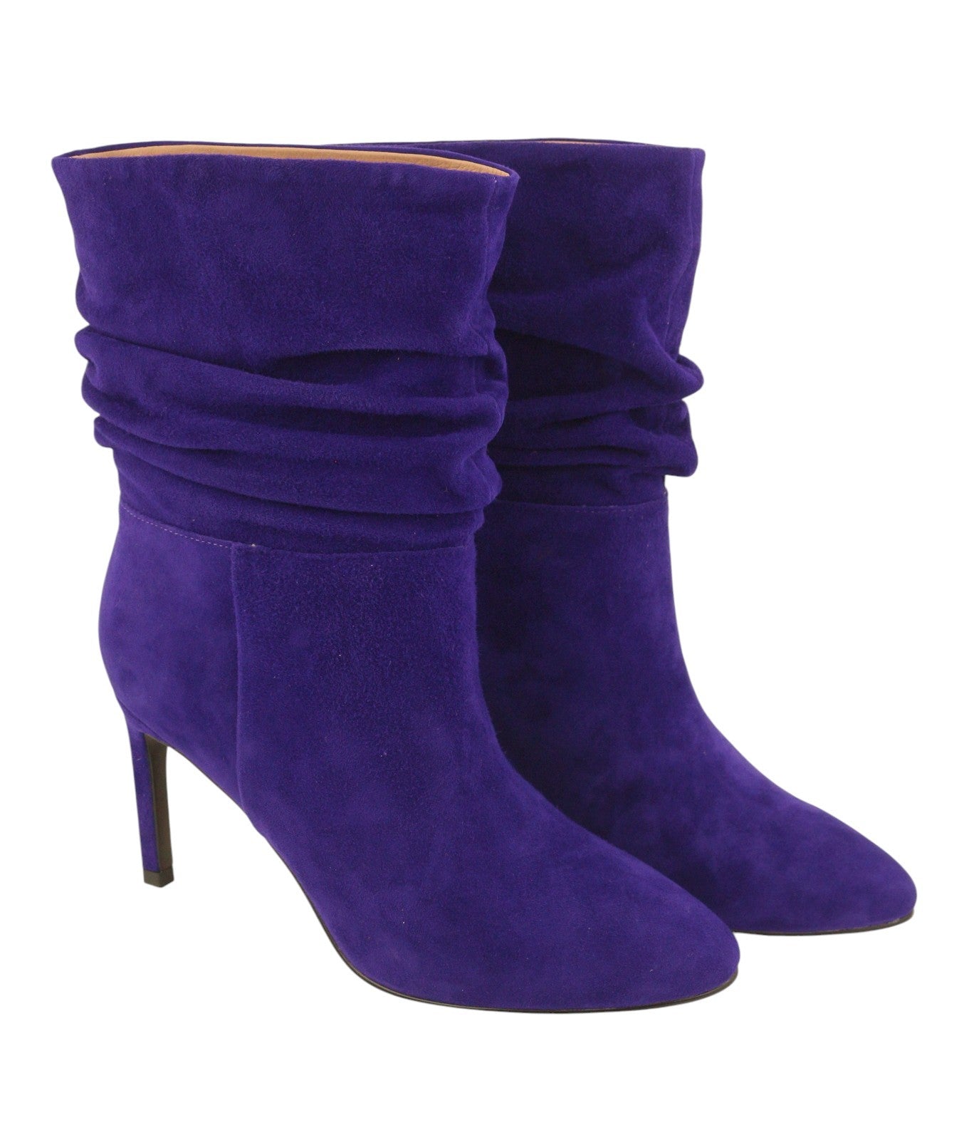 BIBI LOU Women Boots EU38 Blue Suede Leather Crinkled Effect Almond Toe Heels