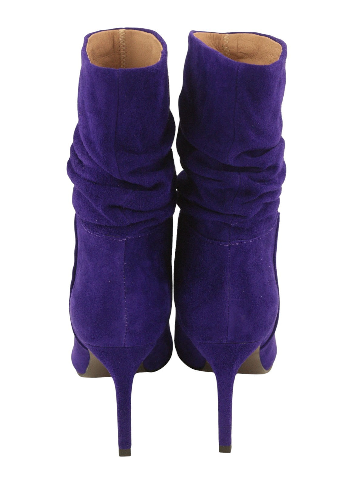 BIBI LOU Women Boots EU38 Blue Suede Leather Crinkled Effect Almond Toe Heels