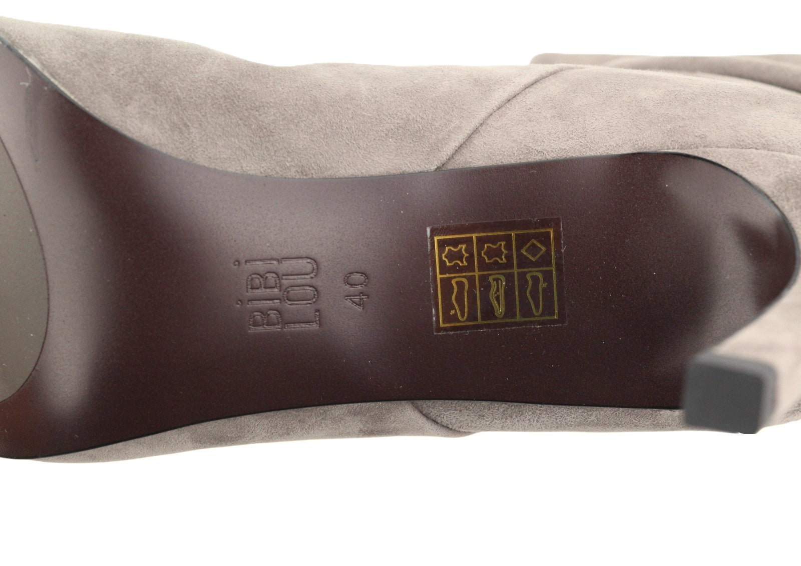 BIBI LOU Women Boots EU40 Grey Suede Leather Crinkled Effect Almond Toe Heels