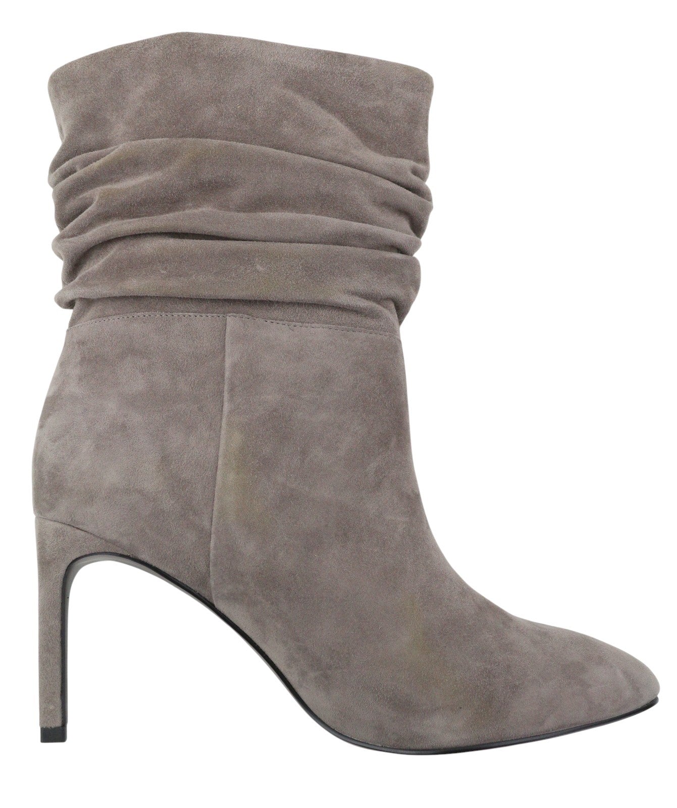 BIBI LOU Women Boots EU40 Grey Suede Leather Crinkled Effect Almond Toe Heels