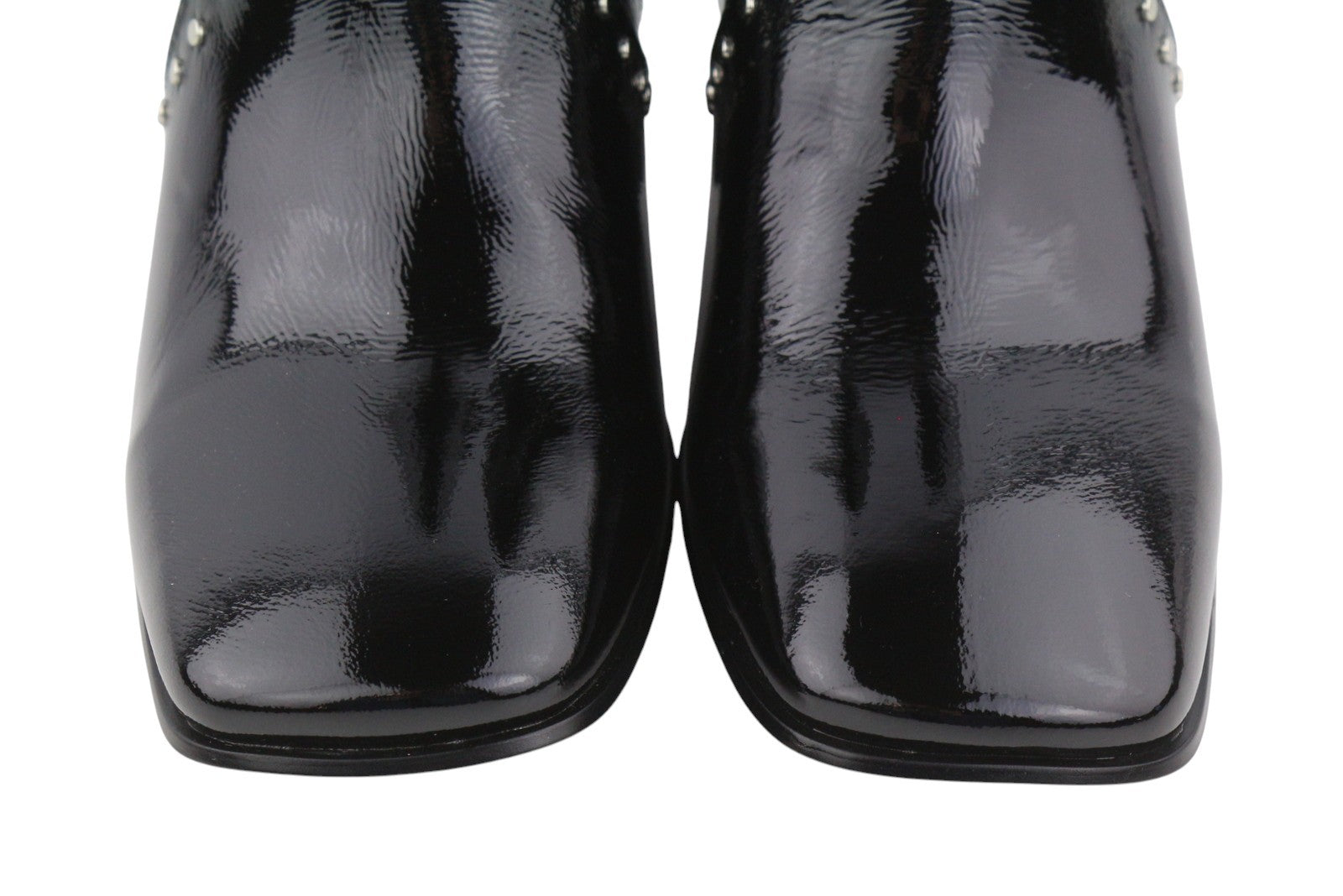 BIBI LOU Pola Women Boots EU37 Black Patent Leather Square Toe Ankle Heels