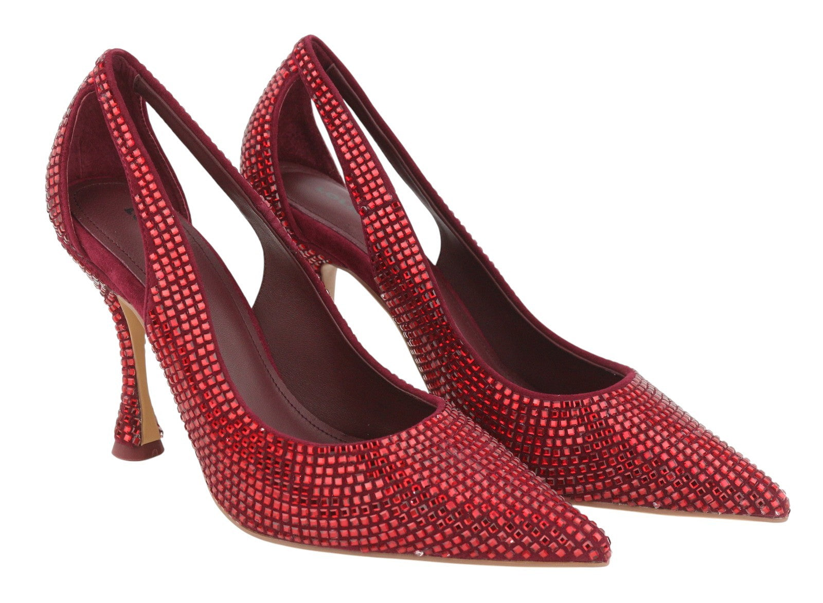 LOLA CRUZ Nowa Women Heels EU36 Red Leather Cristal Shiny Pointed Toe RRP235