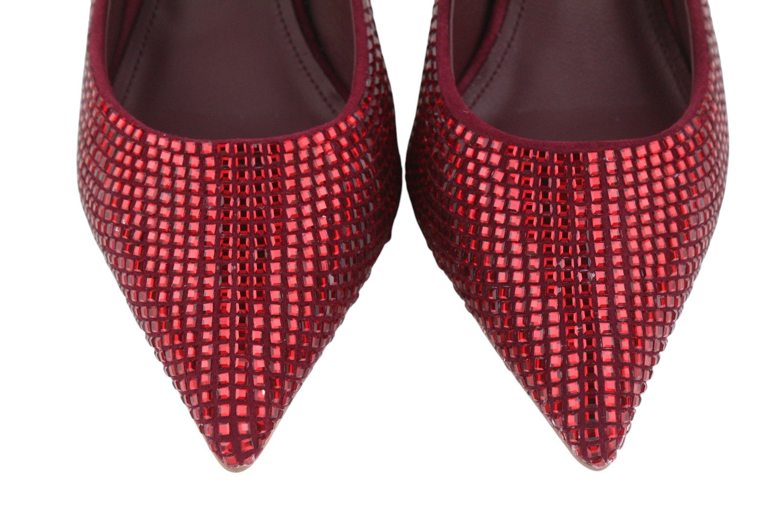 LOLA CRUZ Nowa Women Heels EU36 Red Leather Cristal Shiny Pointed Toe RRP235