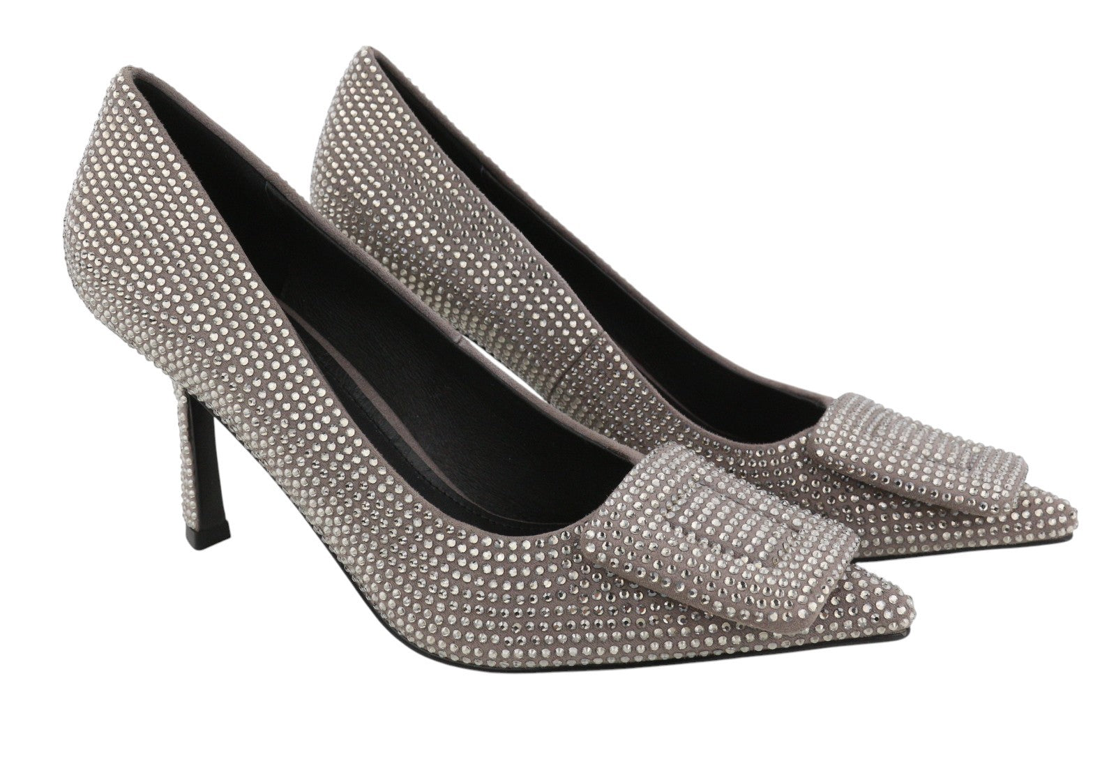 BIBI LOU Opole Women Heels EU38 Grey Shiny Glitter Rhinestones Pointed RRP149