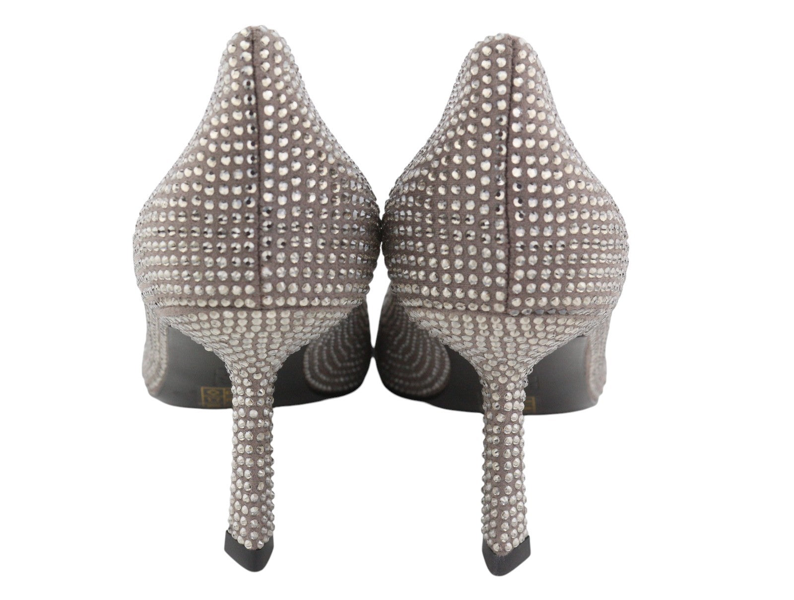 BIBI LOU Opole Women Heels EU38 Grey Shiny Glitter Rhinestones Pointed RRP149