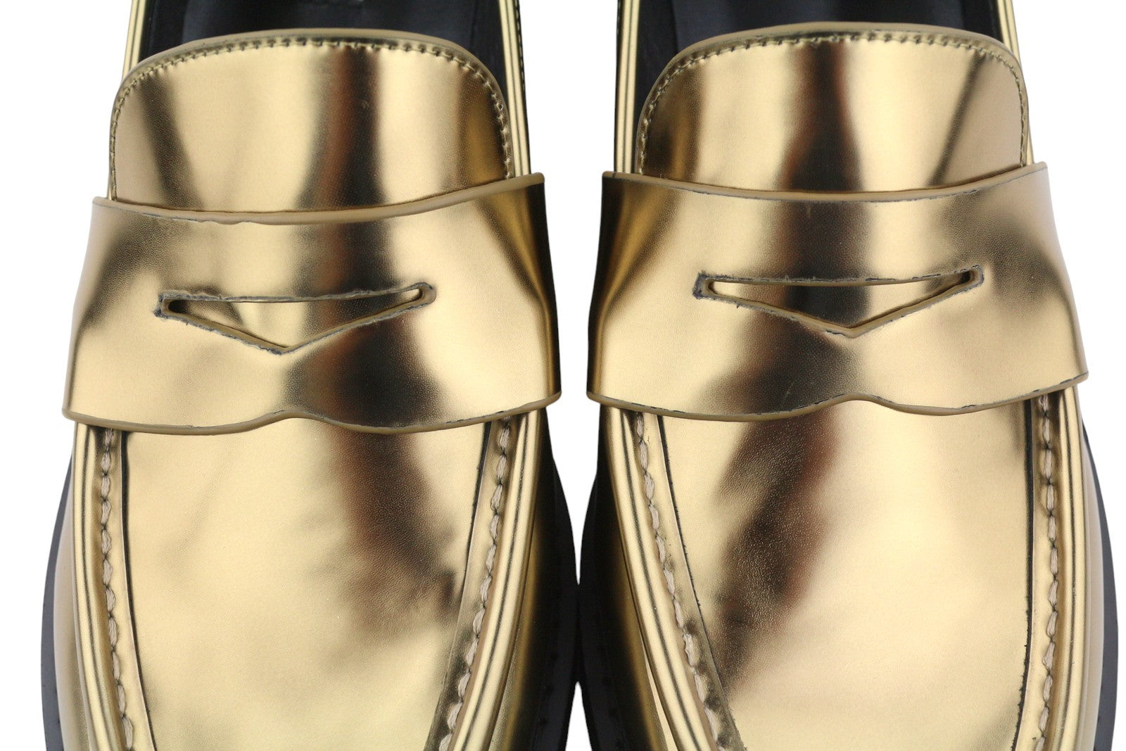 BIBI LOU Jaya Women Flats EU40 Shiny Gold Leather Chunky Slip On RRP199