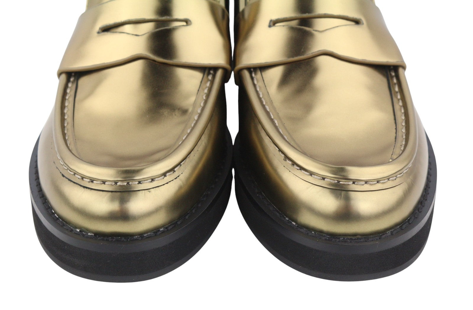 BIBI LOU Jaya Women Flats EU40 Shiny Gold Leather Chunky Slip On RRP199