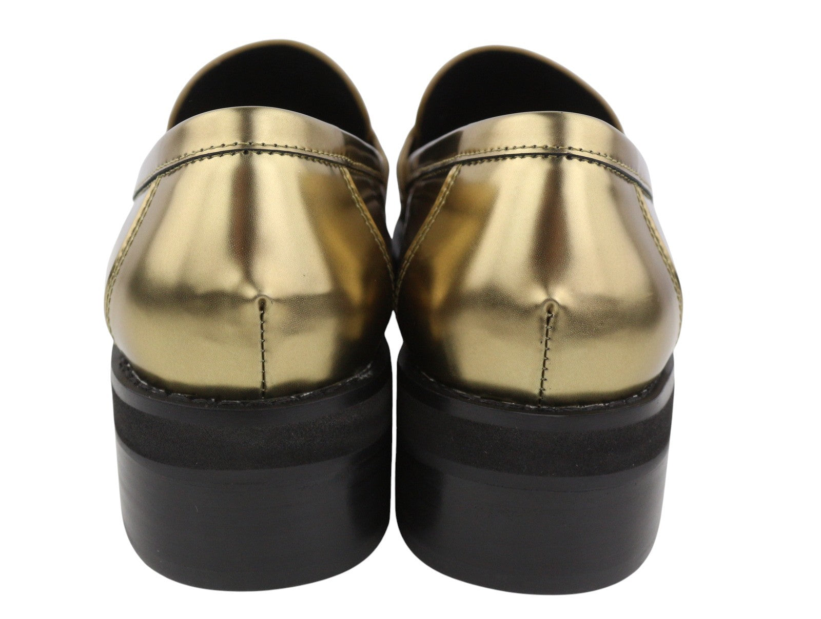 BIBI LOU Jaya Women Flats EU40 Shiny Gold Leather Chunky Slip On RRP199
