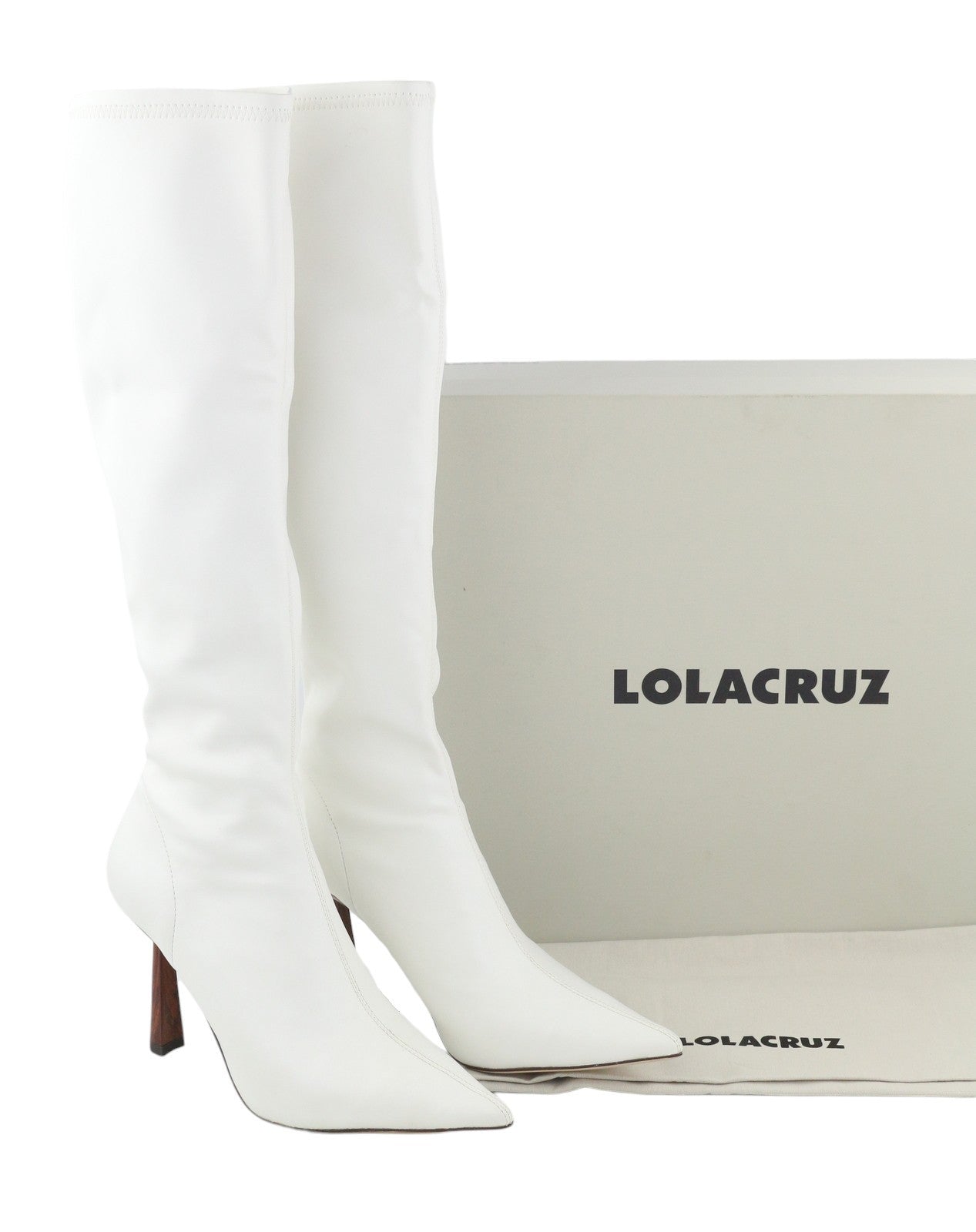 LOLA CRUZ Naf Women Boots EU38 White Eco Leather Pointed Toe High Heel RRP285