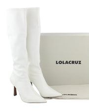 LOLA CRUZ Naf Women Boots EU38 White Eco Leather Pointed Toe High Heel RRP285