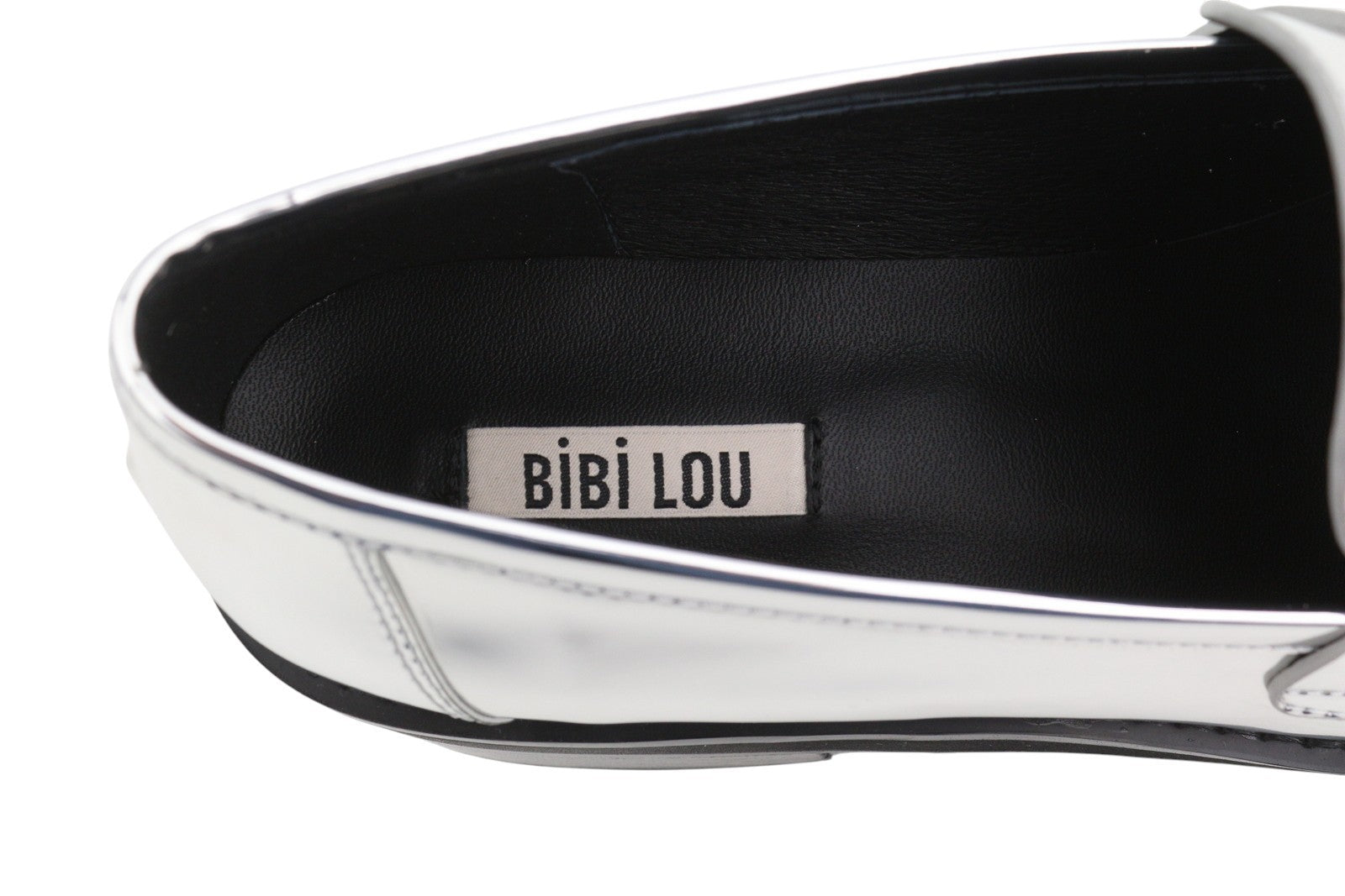 BIBI LOU Jaya Women Flats EU39 Shiny Silver Leather Chunky Slip On RRP199