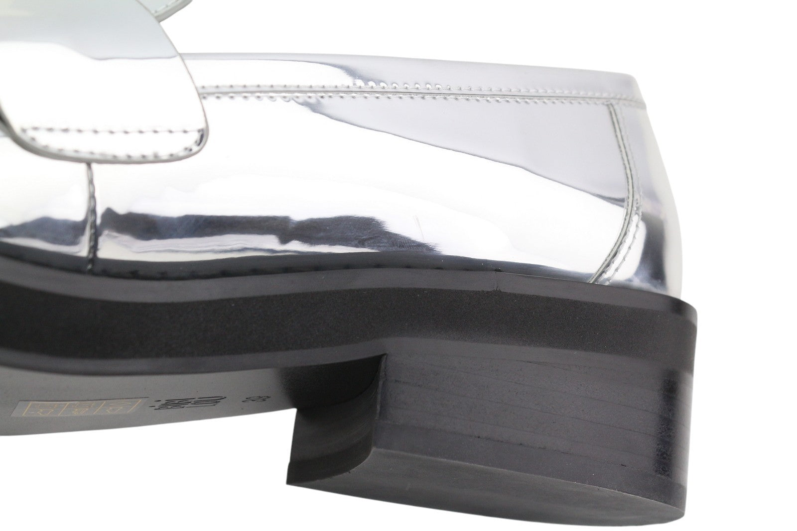 BIBI LOU Jaya Women Flats EU39 Shiny Silver Leather Chunky Slip On RRP199