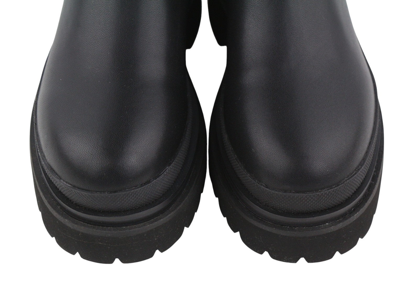 LOLA CRUZ Amalia Women Boots EU37 Black Leather Chunky Lug Rubber Zipper RRP349