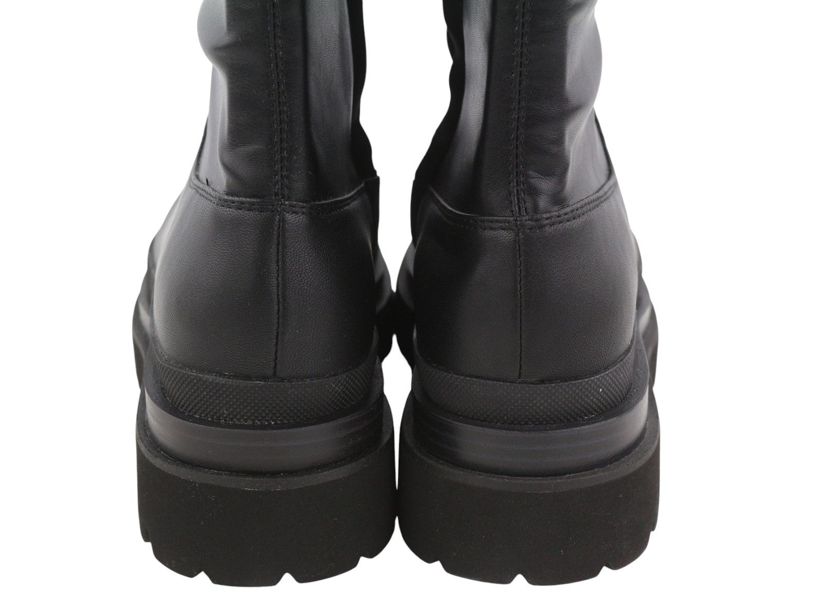 LOLA CRUZ Amalia Women Boots EU37 Black Leather Chunky Lug Rubber Zipper RRP349