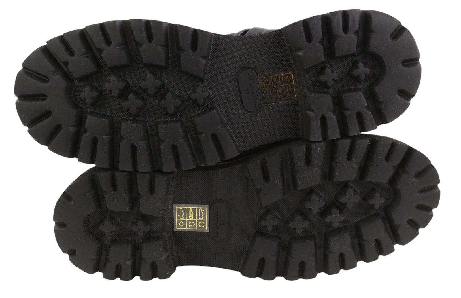 LOLA CRUZ Amalia Women Boots EU37 Black Leather Chunky Lug Rubber Zipper RRP349