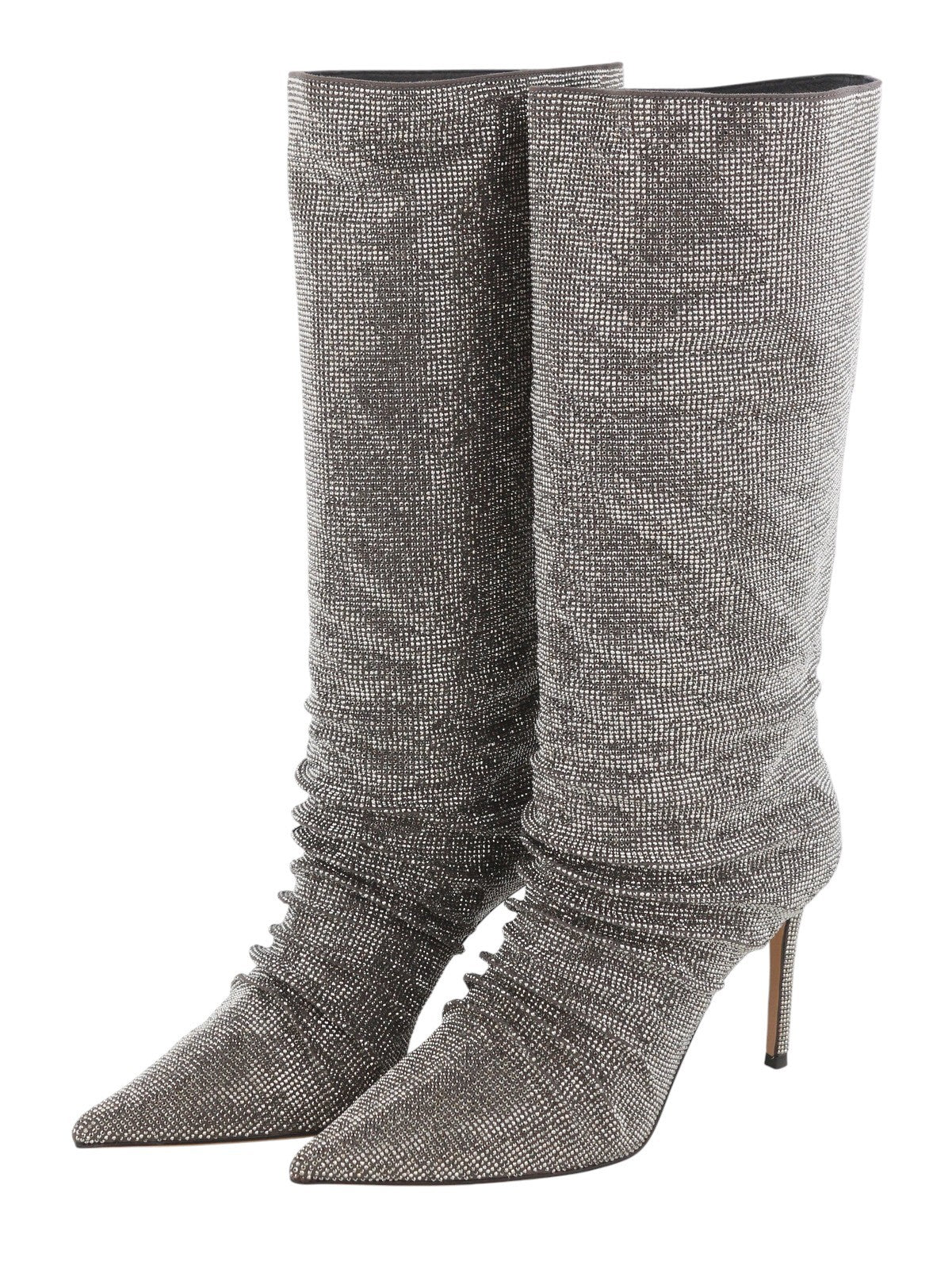 LOLA CRUZ Lievin Women Heels EU40 Grey Leather Glitter Shiny Crinkled RRP425