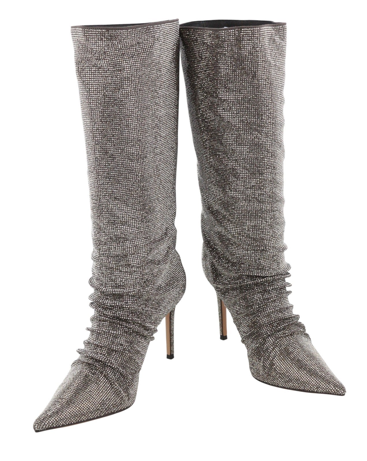 LOLA CRUZ Lievin Women Heels EU40 Grey Leather Glitter Shiny Crinkled RRP425