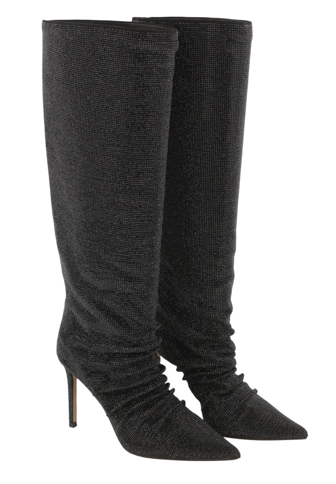 LOLA CRUZ Lievin Women Heels EU37 Black Leather Glitter Shiny Crinkled RRP425