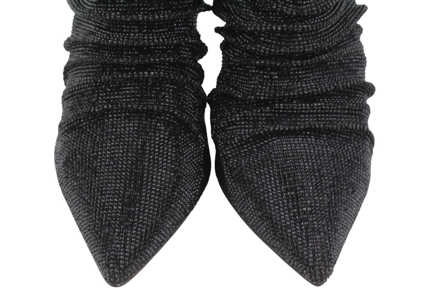 LOLA CRUZ Lievin Women Heels EU37 Black Leather Glitter Shiny Crinkled RRP425