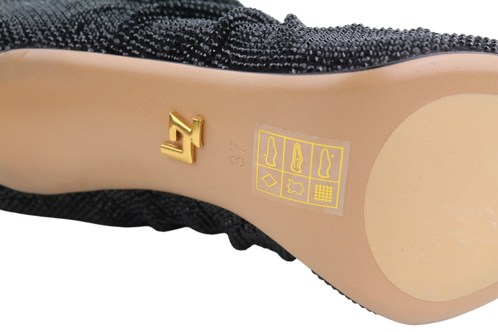 LOLA CRUZ Lievin Women Heels EU37 Black Leather Glitter Shiny Crinkled RRP425