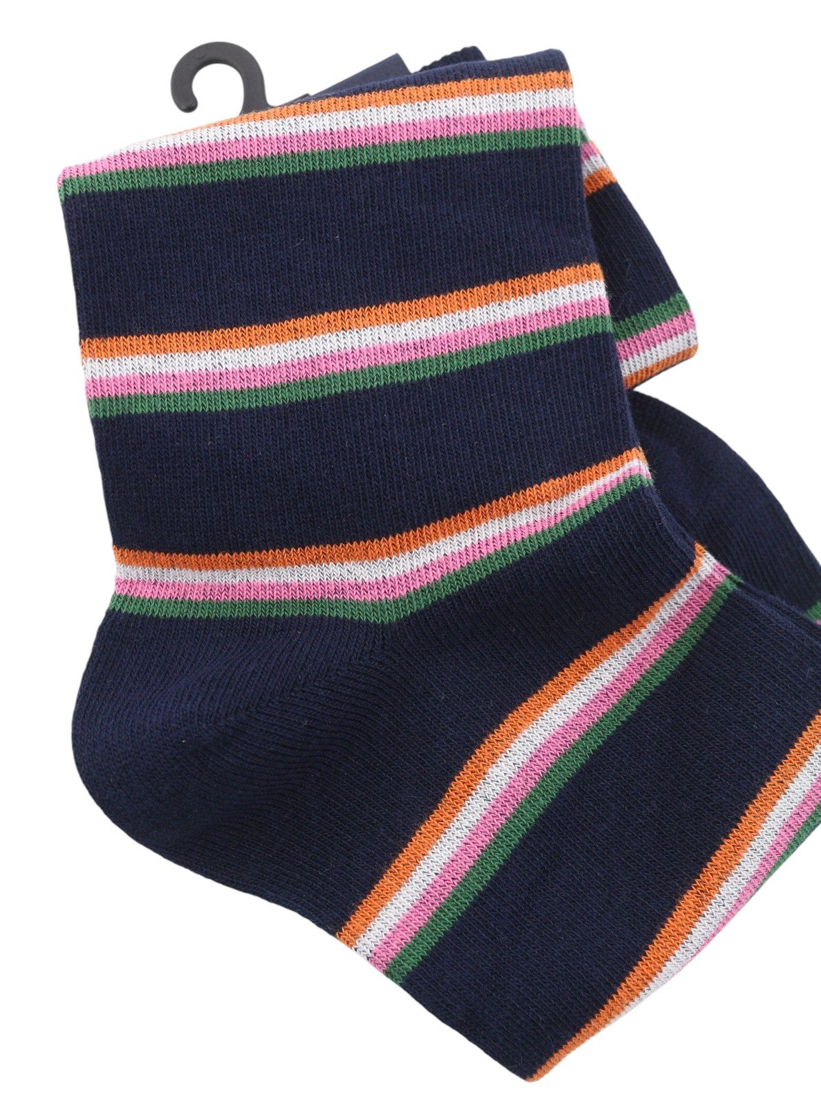 GANT 1 Pack Multi Stripe Men Socks OS Marine Cotton Blend Knit Unisex